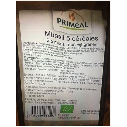 MUESLI 5 CEREALES BIO