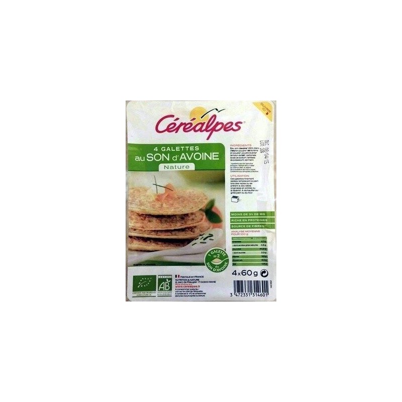 GALETTE SON D AVOINE NATURE 4X GALETTE SON D AVOINE NATURE 4X