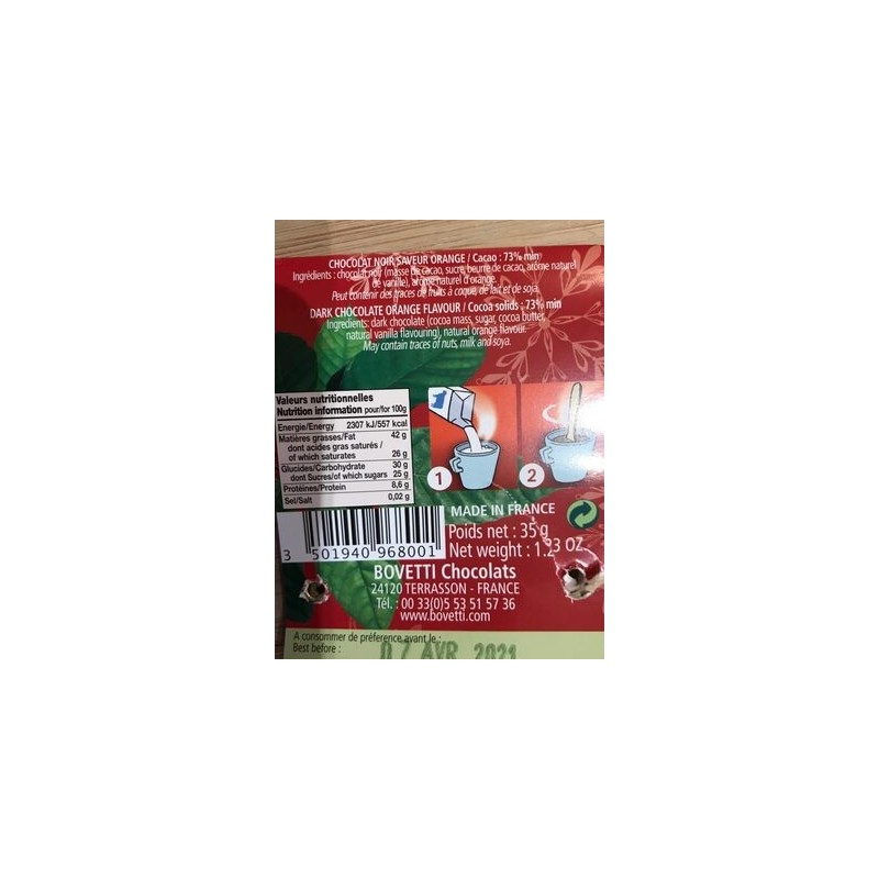 CHOCOLAT CHAUD NOIR ORANGE 35G