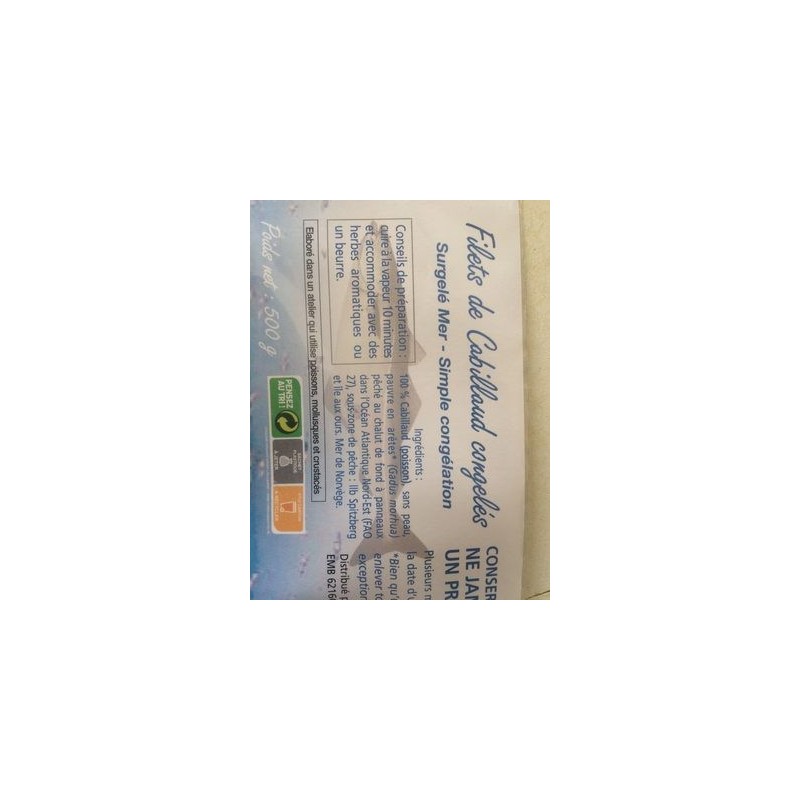 CABILLAUD MSC 500G AQUIBIO CABILLAUD MSC 500G AQUIBIO