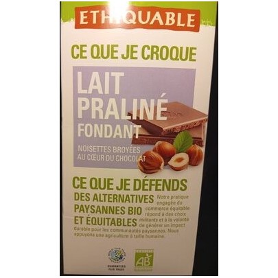 CHOCOLAT LAIT PRALINE FONDANT