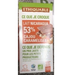 CHOCOLAT LAIT 53% CAJOU CARAME