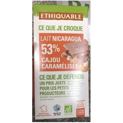 CHOCOLAT LAIT 53% CAJOU CARAME