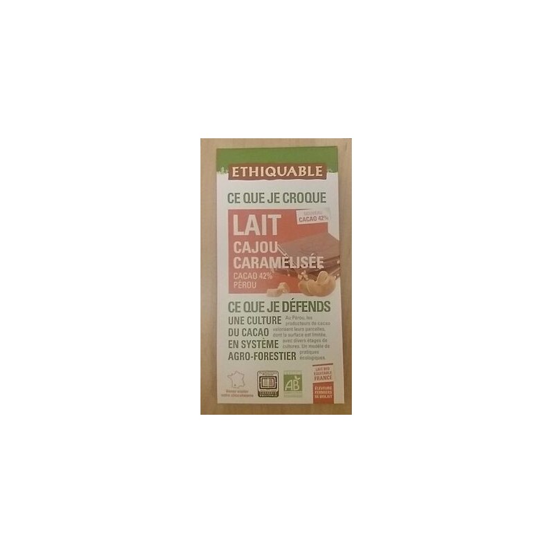 CHOCOLAT LAIT CAJOU BIO 100G CHOCOLAT LAIT CAJOU BIO 100G