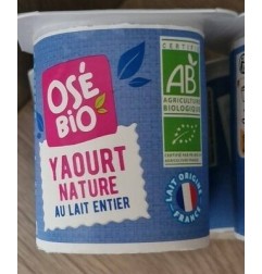 YAOURT NATURE AU LAIT ENTIER O