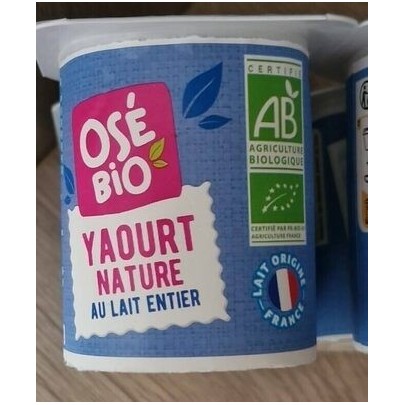 YAOURT NATURE AU LAIT ENTIER O