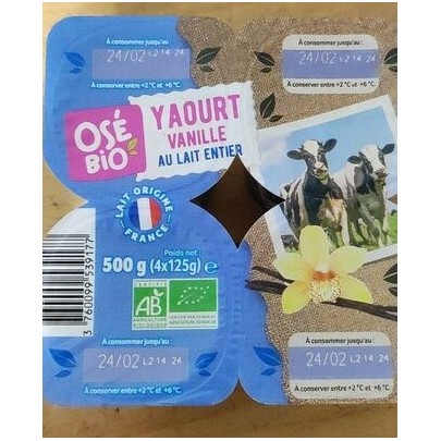 YAOURT VANILLE AU LAIT ENTIER