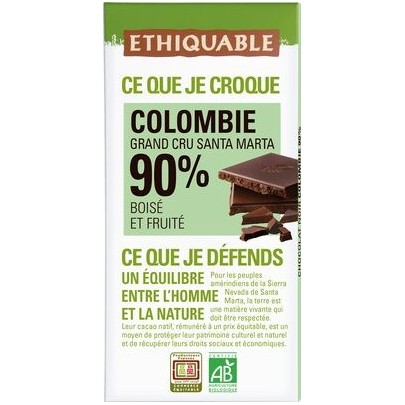 CHOCOLAT NOIR 90% CACAO COLOMB