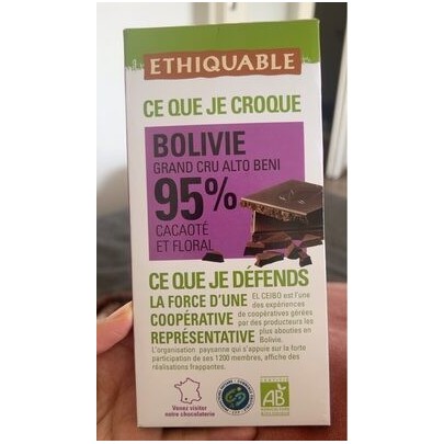CHOCOLAT NOIR 95% CACAO BOLIVI